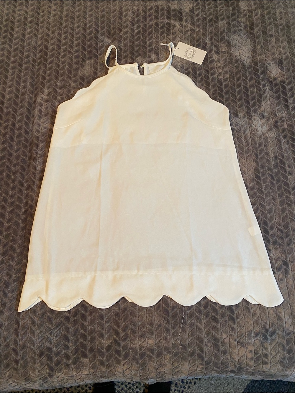 Women’s Cream Scalloped Halter Tank Top